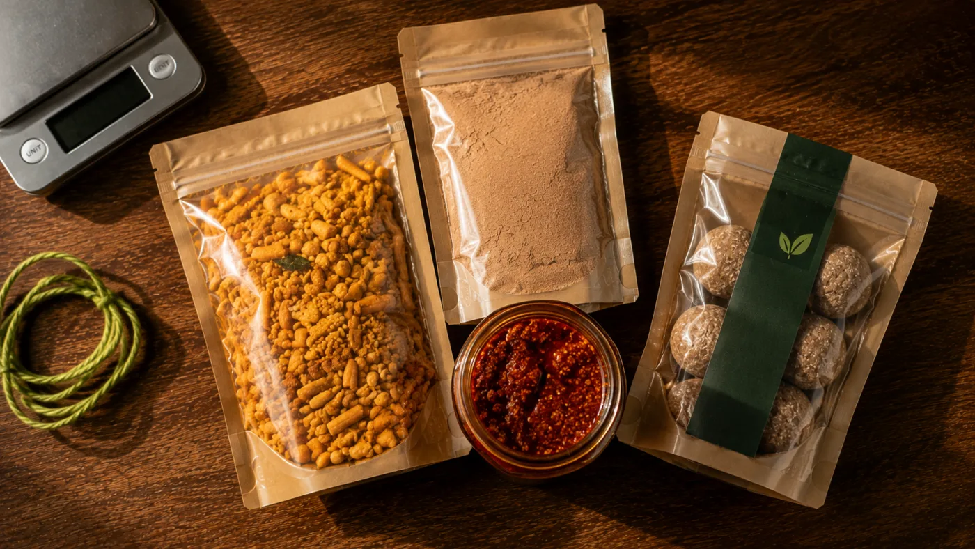 Indian food, tea and vegan products packed for international shipping by DS Corp