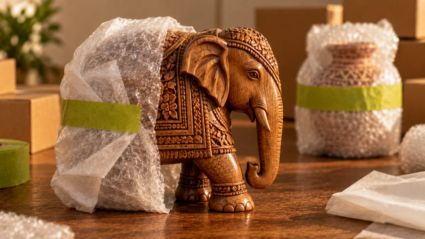 Indian handicrafts carefully packed for export by DS Corp