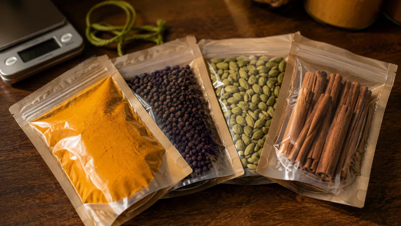 Indian spices and commodities packed for export by DS Corp