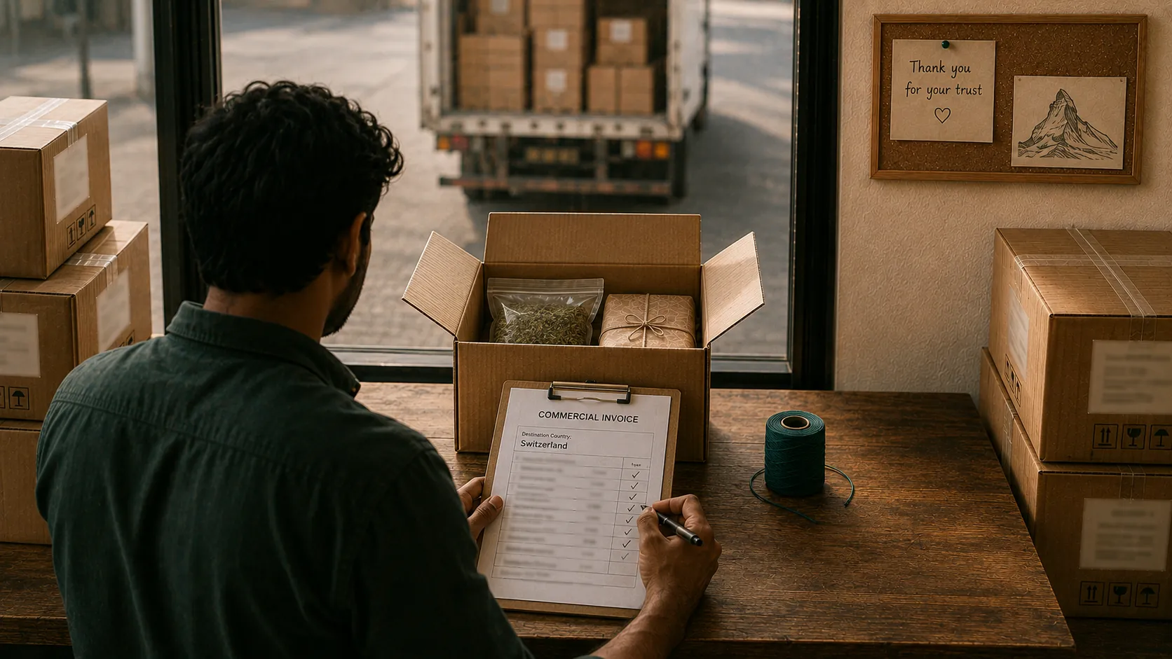 DS Corp order being prepared for shipment from India to Switzerland